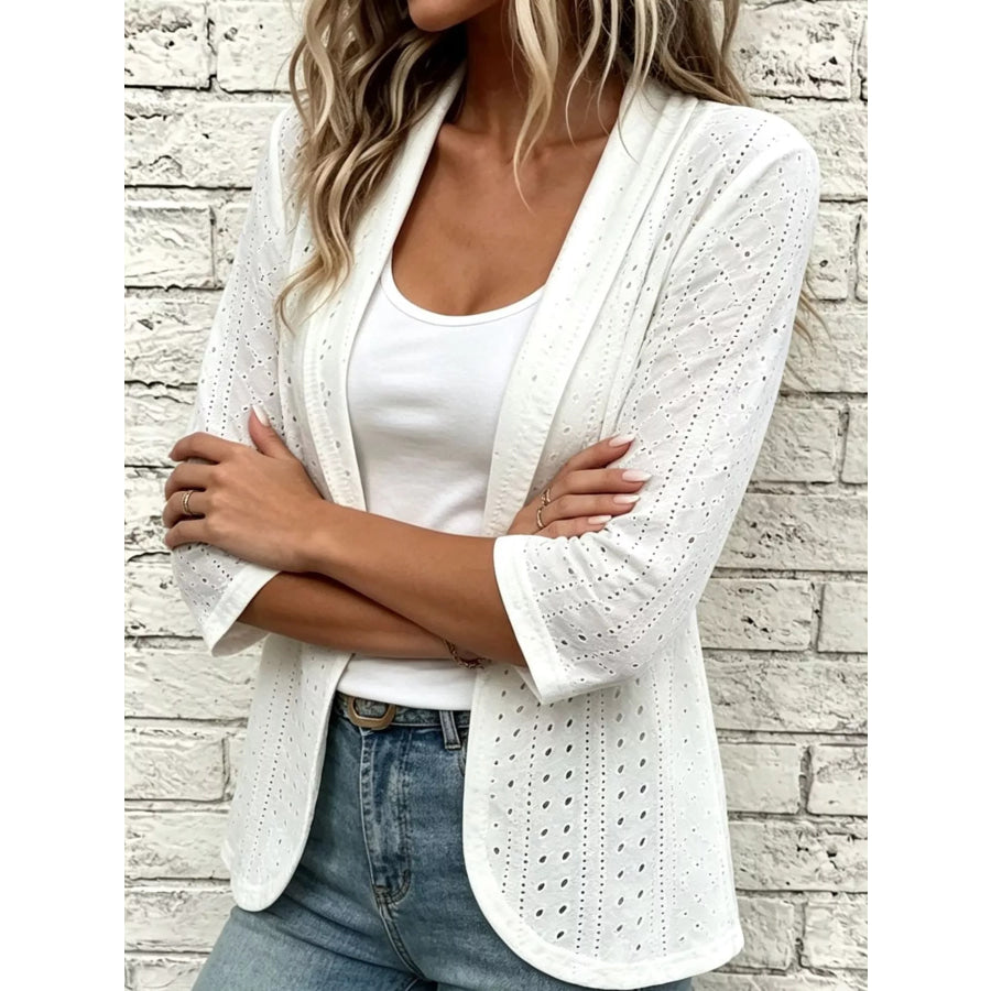 Eyelet Open-Front Cardigan Apparel and Accessories