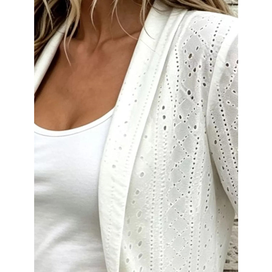 Eyelet Open-Front Cardigan Apparel and Accessories