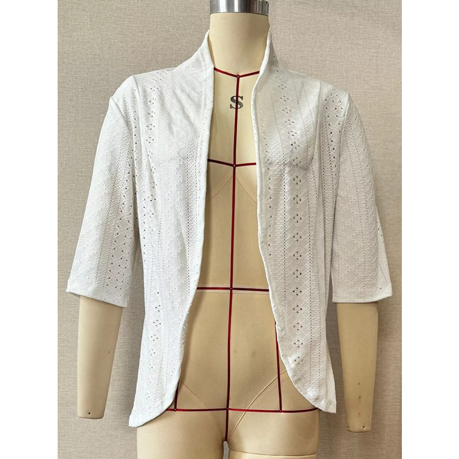 Eyelet Open-Front Cardigan Apparel and Accessories