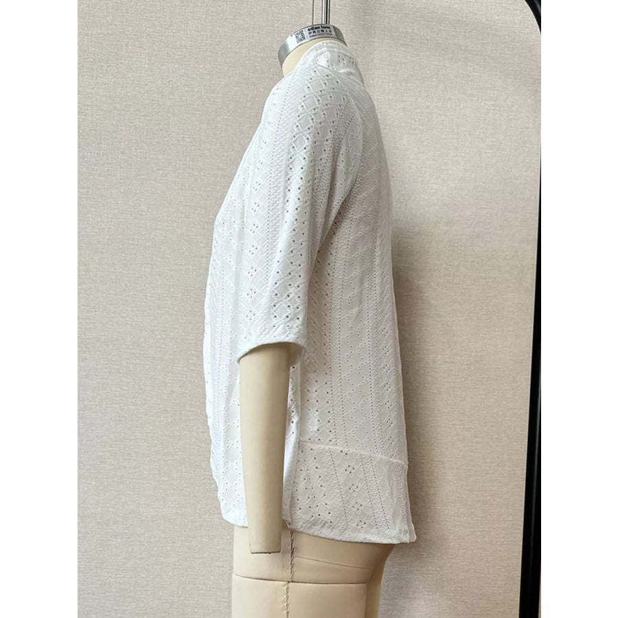 Eyelet Open-Front Cardigan Apparel and Accessories