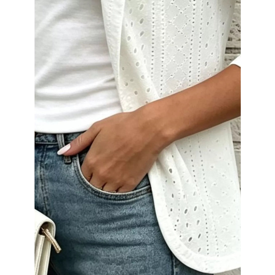 Eyelet Open-Front Cardigan Apparel and Accessories