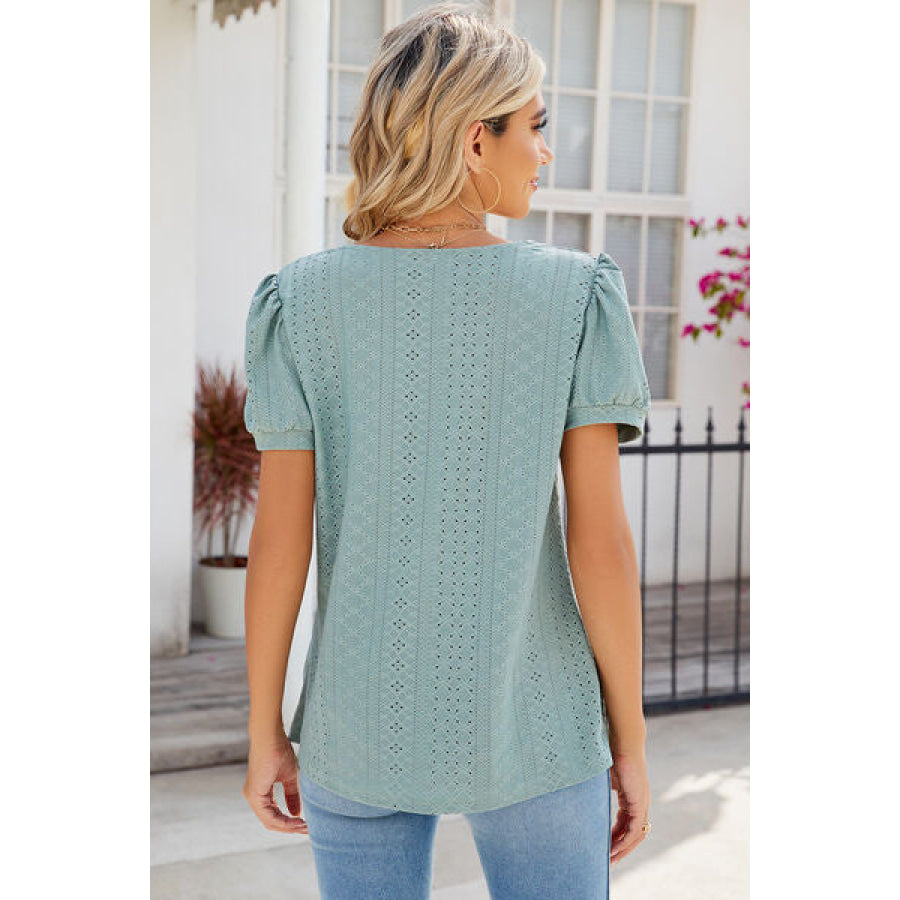 Eyelet Puff Sleeve T - Shirt Apparel and Accessories