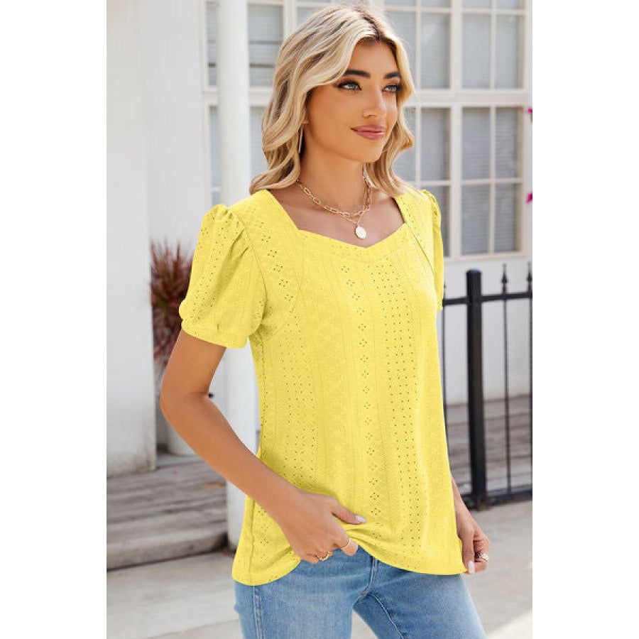 Eyelet Puff Sleeve T - Shirt Apparel and Accessories