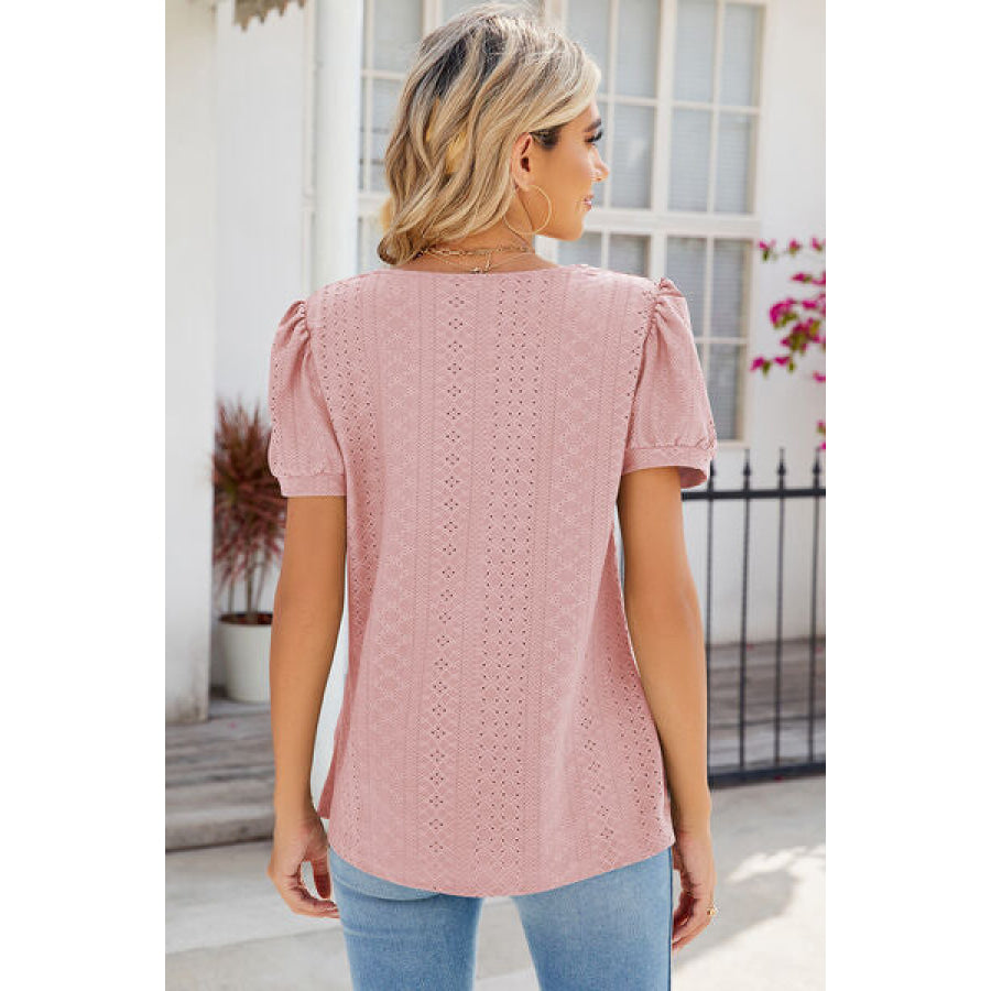Eyelet Puff Sleeve T - Shirt Apparel and Accessories