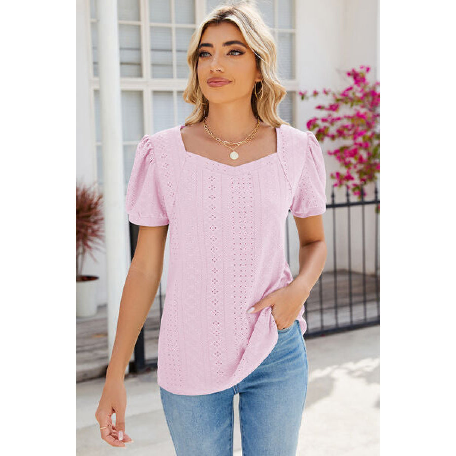 Eyelet Puff Sleeve T - Shirt Apparel and Accessories