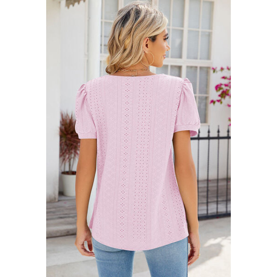 Eyelet Puff Sleeve T - Shirt Apparel and Accessories