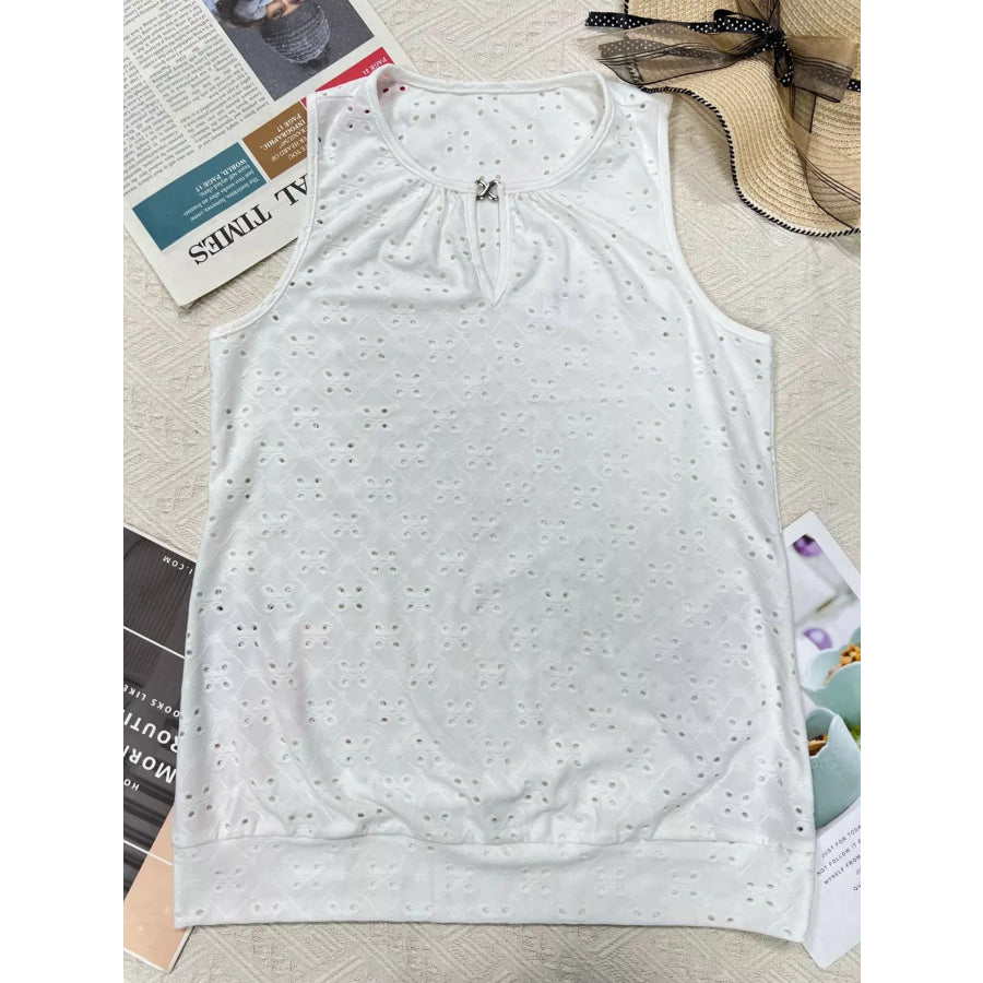 Eyelet Round Neck Cami Apparel and Accessories