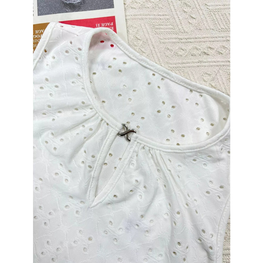 Eyelet Round Neck Cami Apparel and Accessories