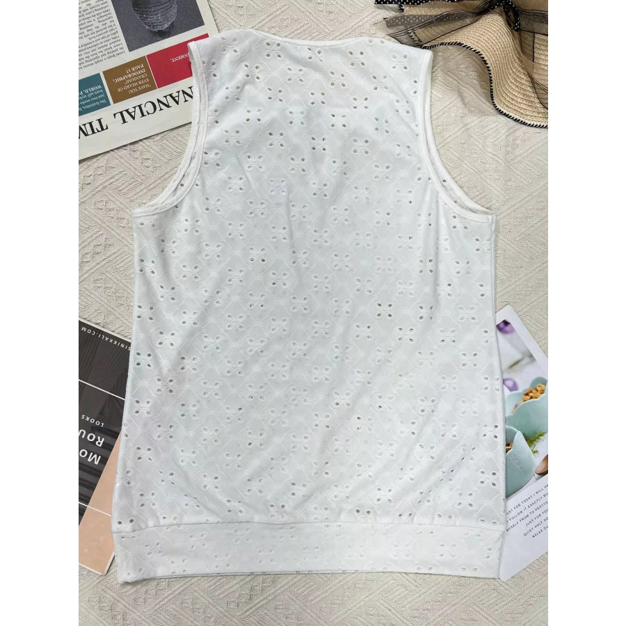 Eyelet Round Neck Cami Apparel and Accessories