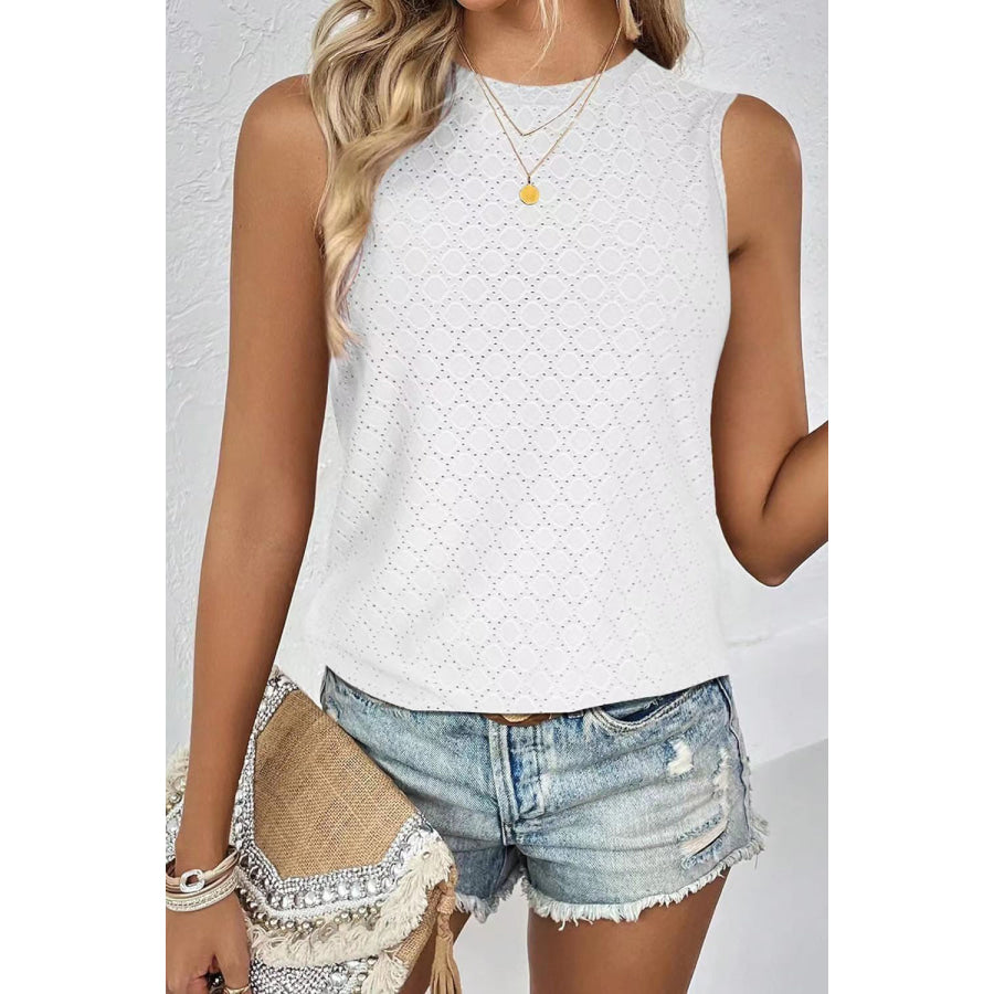 Eyelet Round Neck Tank Apparel and Accessories