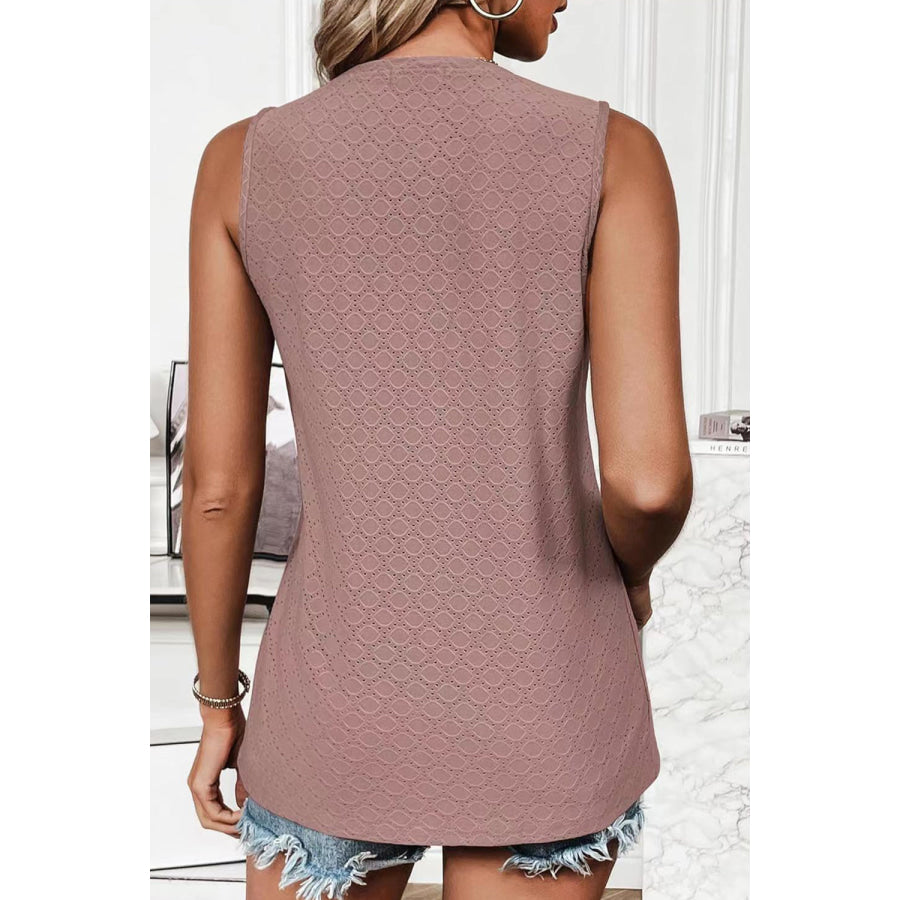 Eyelet Round Neck Tank Apparel and Accessories