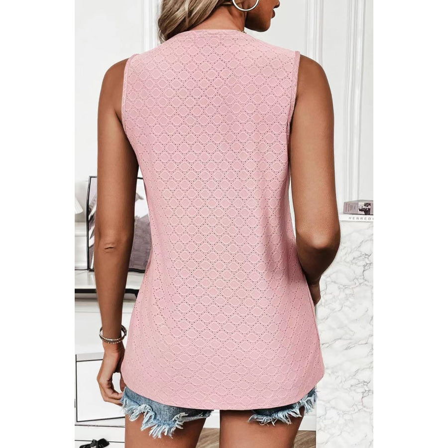 Eyelet Round Neck Tank Apparel and Accessories