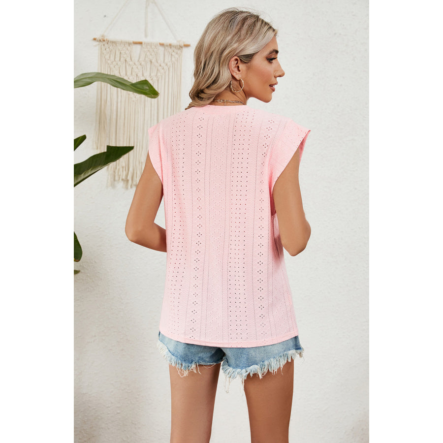 Eyelet Round Neck Tank Apparel and Accessories