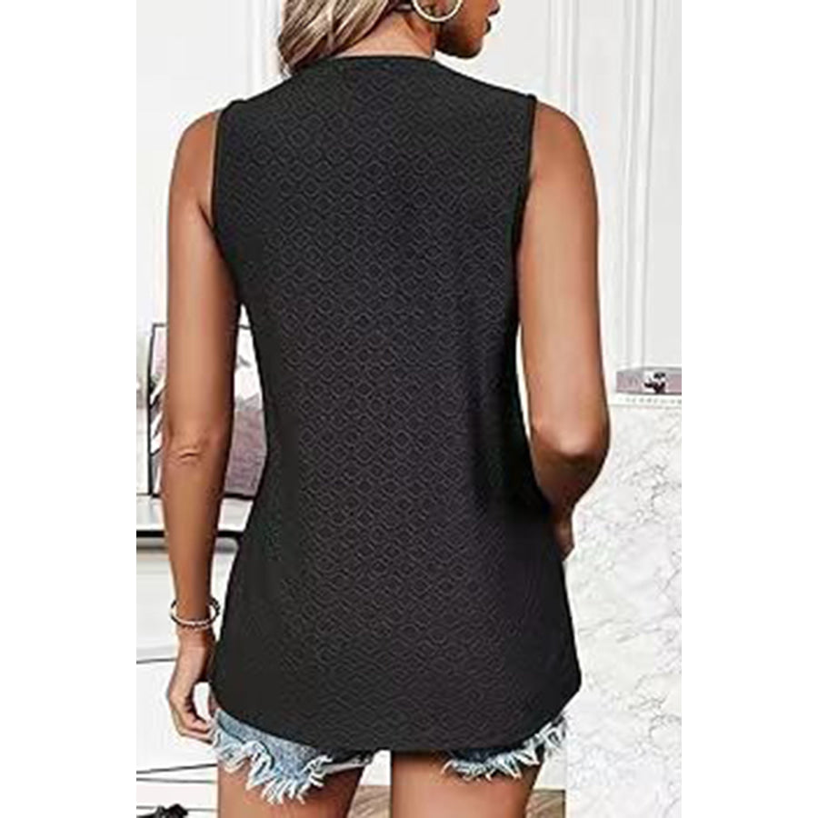 Eyelet Round Neck Tank Apparel and Accessories