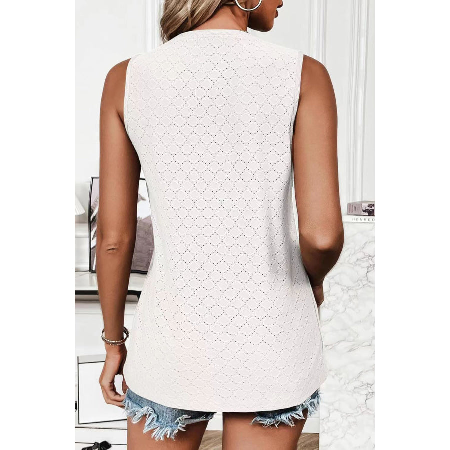 Eyelet Round Neck Tank Apparel and Accessories