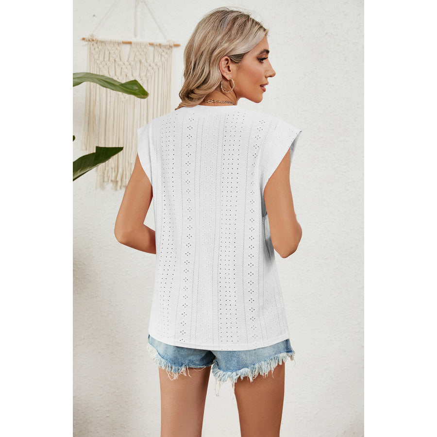 Eyelet Round Neck Tank Apparel and Accessories