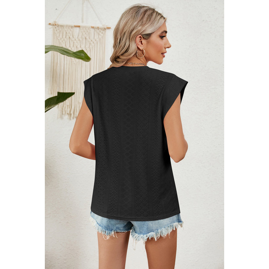 Eyelet Round Neck Tank Apparel and Accessories