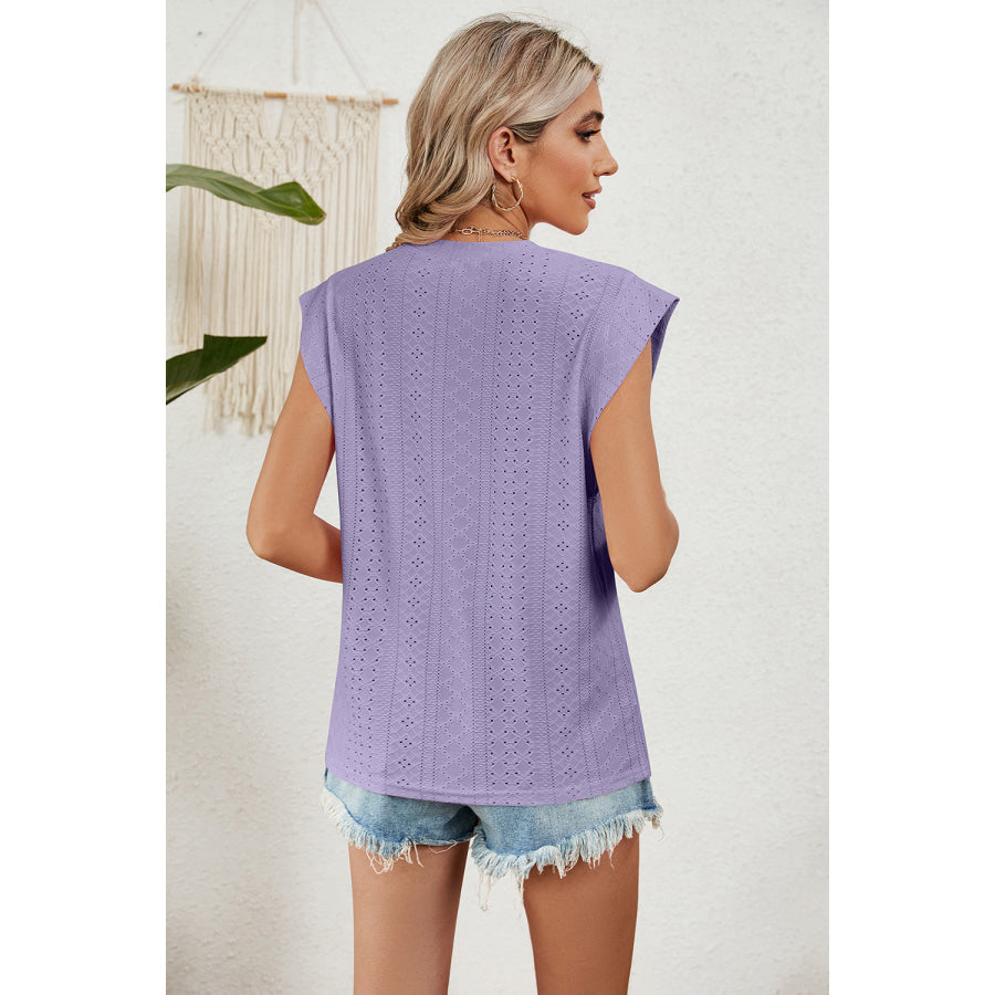 Eyelet Round Neck Tank Apparel and Accessories