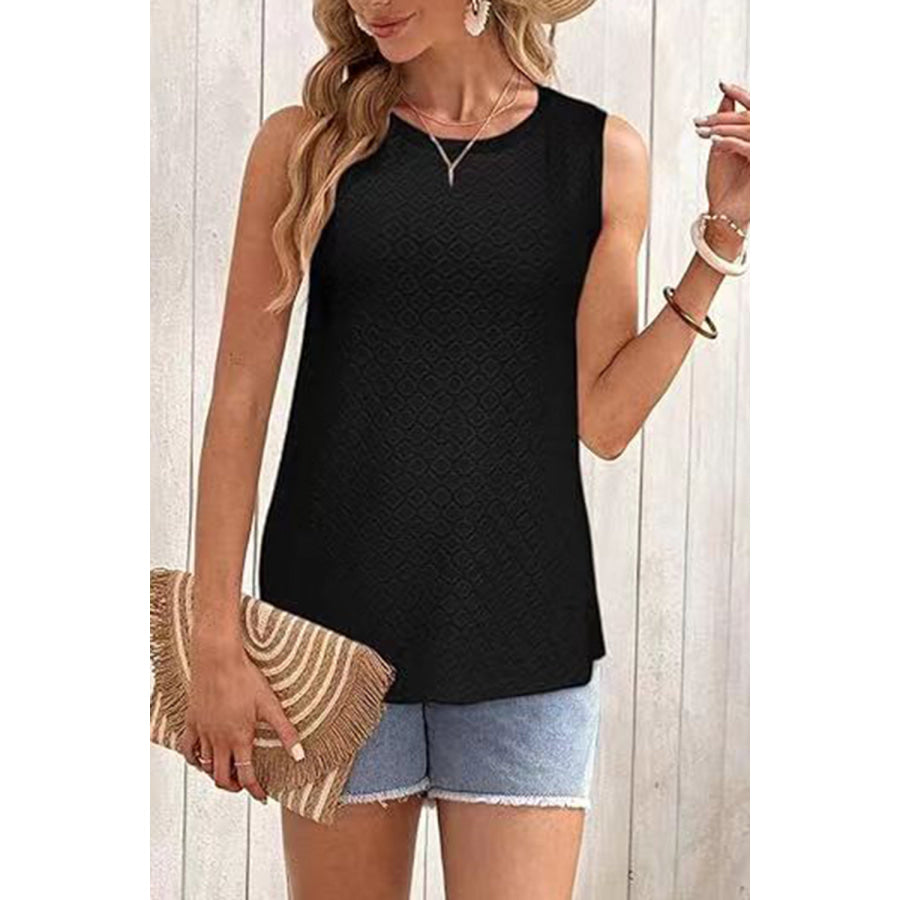 Eyelet Round Neck Tank Apparel and Accessories