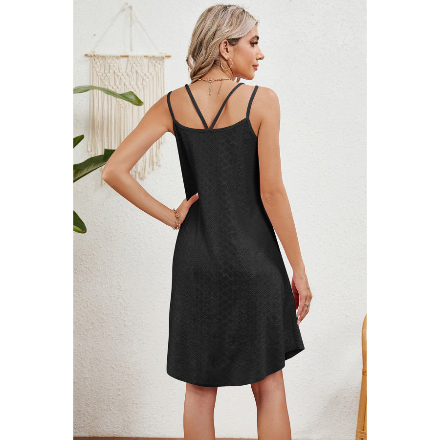 Eyelet Scoop Neck Double Strap Dress Apparel and Accessories