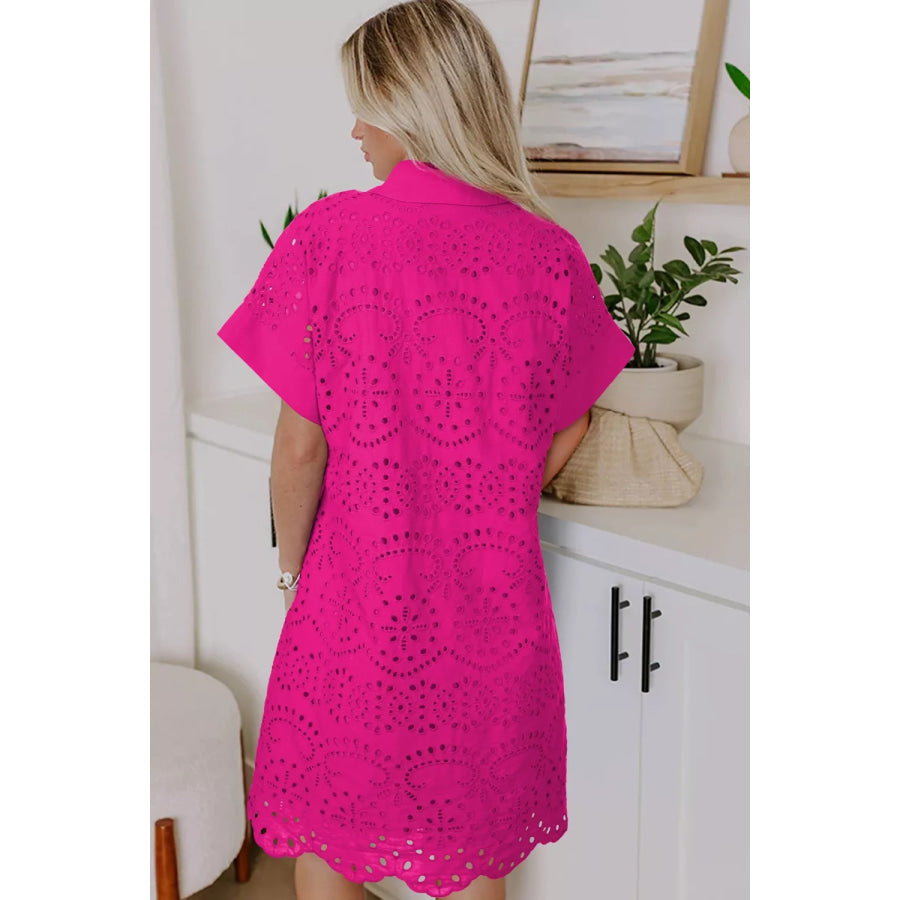 Eyelet Short Sleeve Dress Apparel and Accessories