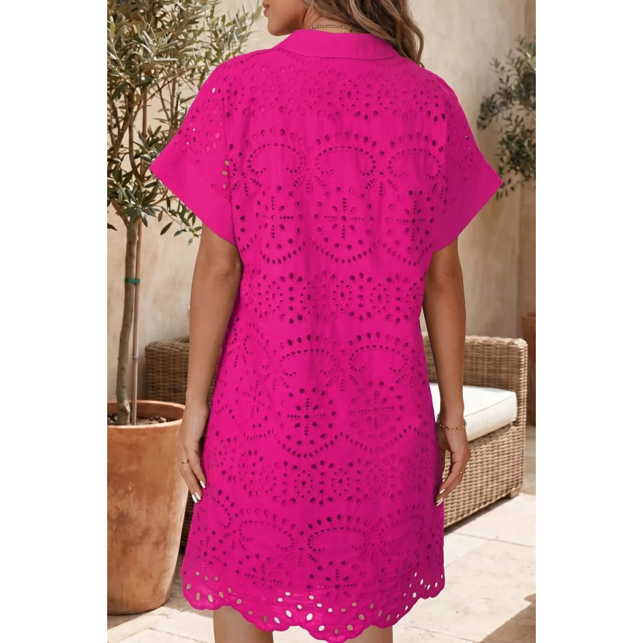 Eyelet Short Sleeve Dress Apparel and Accessories