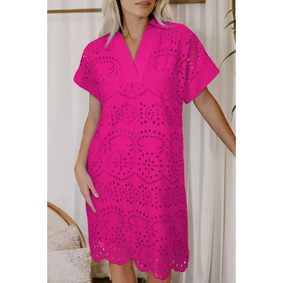 Eyelet Short Sleeve Dress Apparel and Accessories