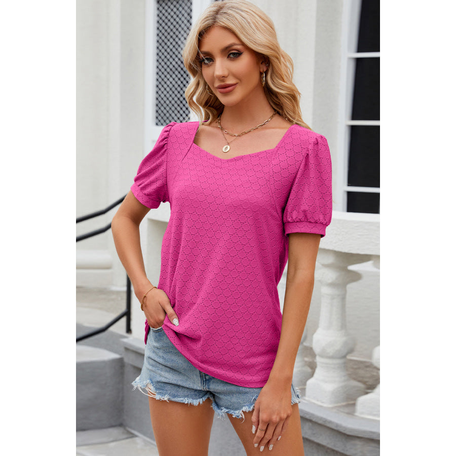 Eyelet Short Sleeve Top Apparel and Accessories