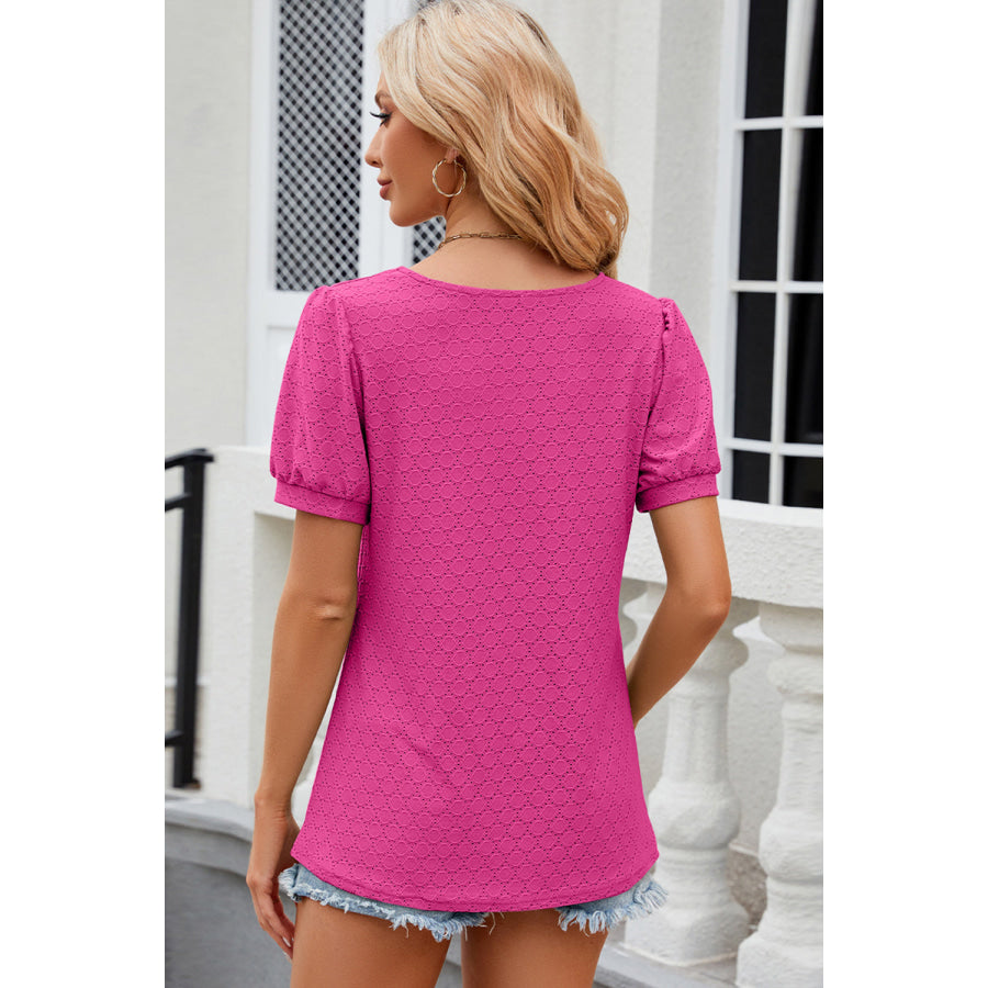 Eyelet Short Sleeve Top Apparel and Accessories