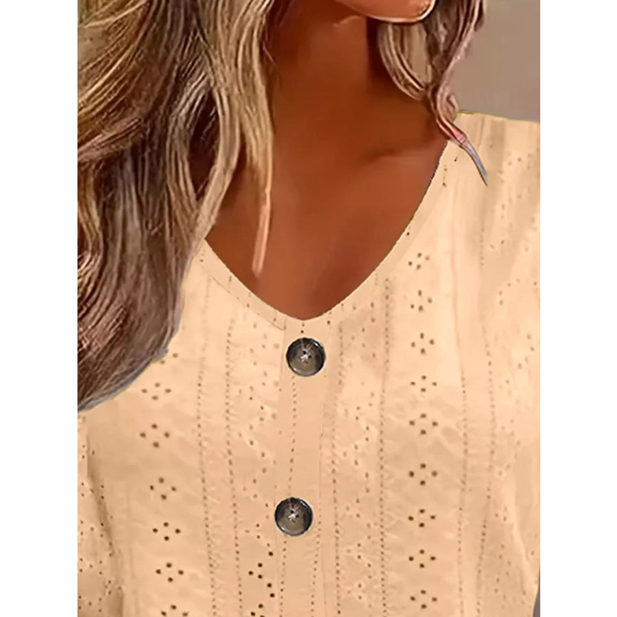 Eyelet Tie-Sleeve Detail Top Apparel and Accessories