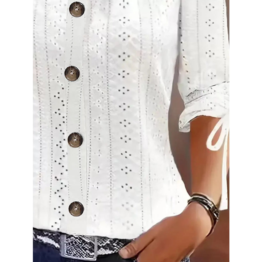 Eyelet Tie-Sleeve Detail Top Apparel and Accessories