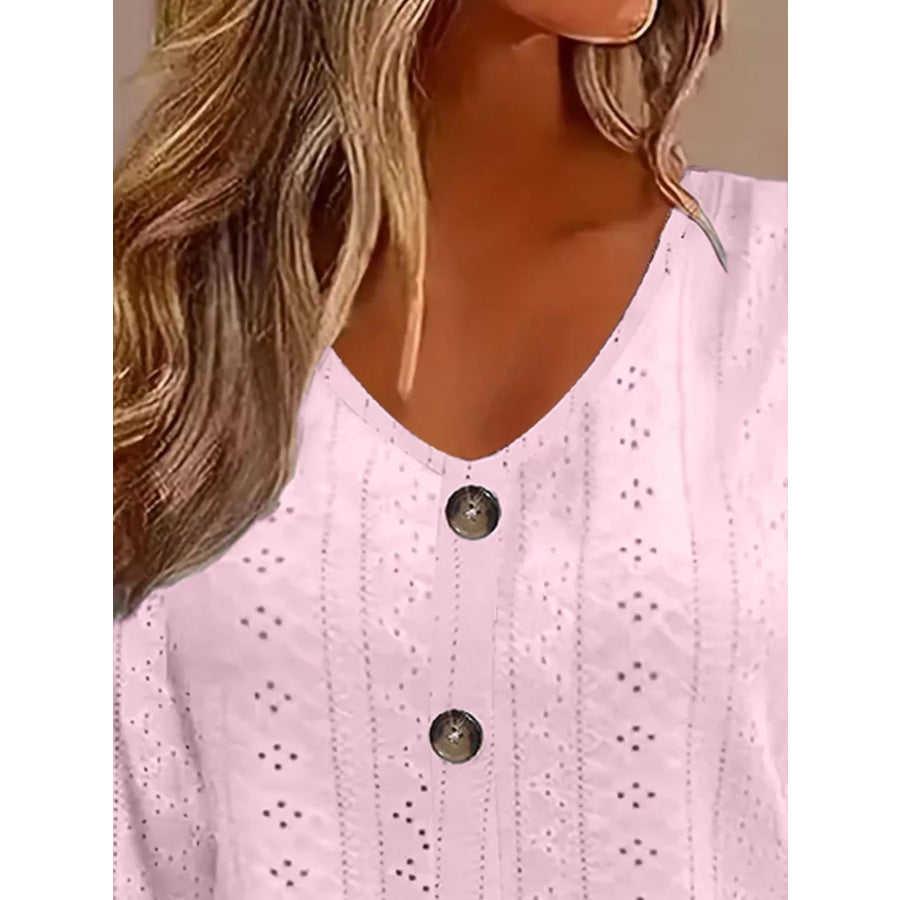 Eyelet Tie-Sleeve Detail Top Apparel and Accessories