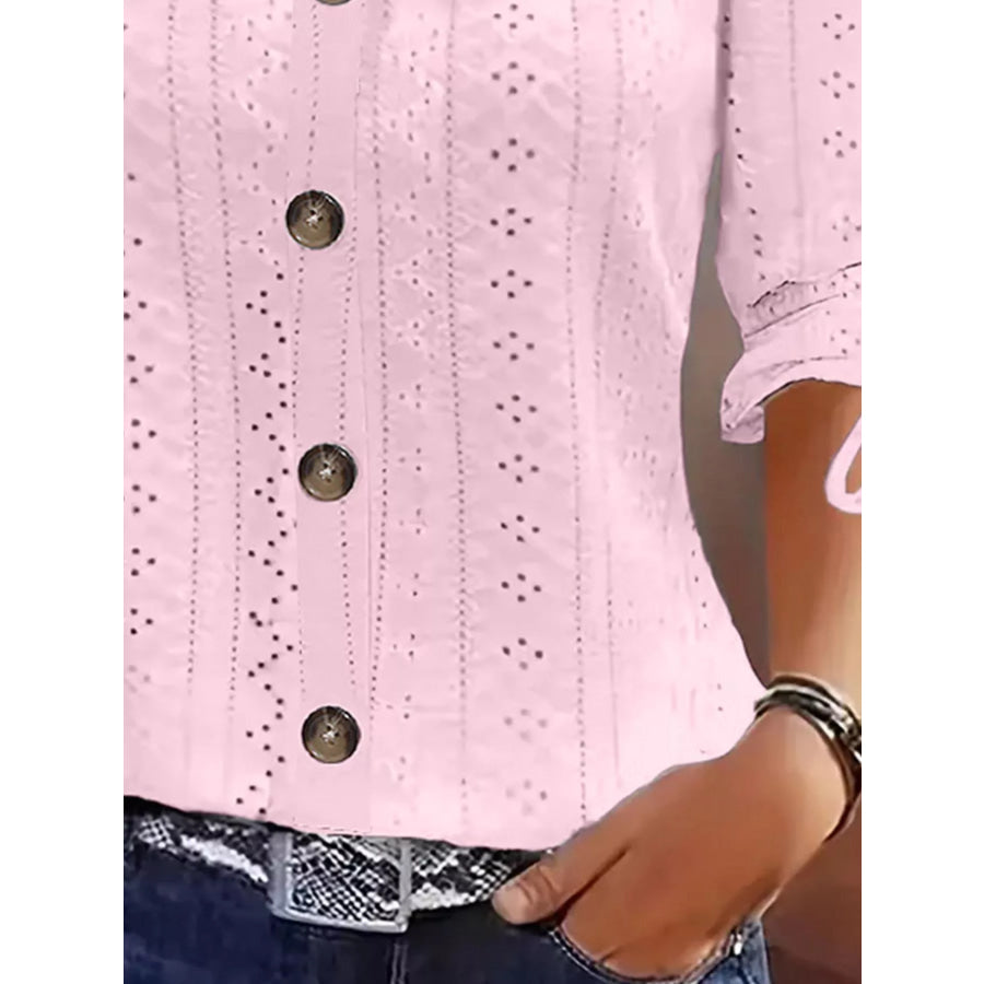 Eyelet Tie-Sleeve Detail Top Apparel and Accessories