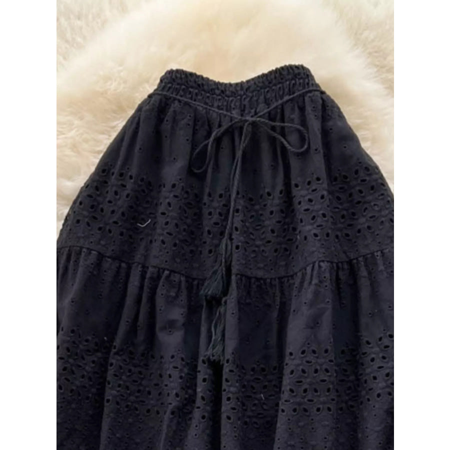 Eyelet Tiered Maxi Skirt Apparel and Accessories