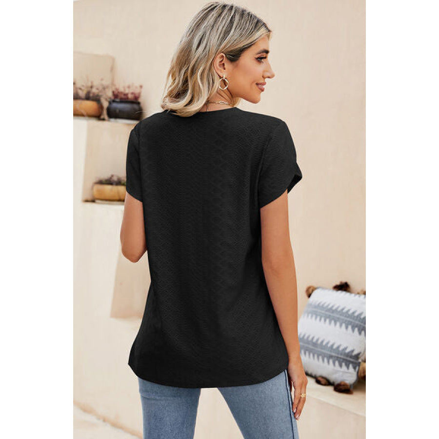 Eyelet V - Neck Petal Sleeve T - Shirt Apparel and Accessories