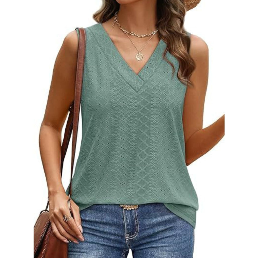 Eyelet V-Neck Tank Apparel and Accessories