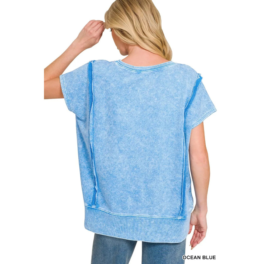 F/terry Halo Snow Washed Oversized Hi-low Top Apparel and Accessories