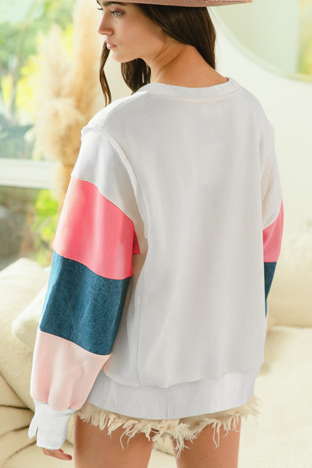 White French Terry Color Block Long Sleeve Top Sale (50% OFF)/Sale (50% OFF)