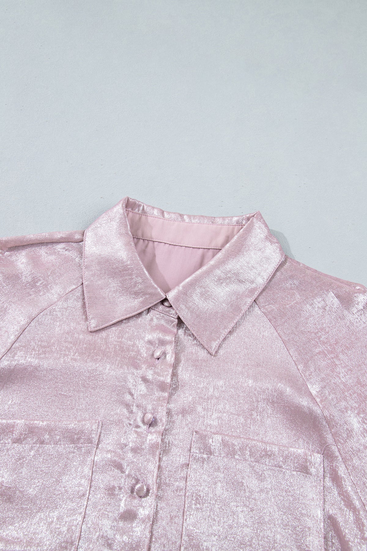 Delicacy Long Sleeve Button Front Ruffle Cuffs Back Paneling Shirt