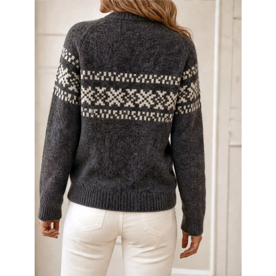 Fair Isle Pattern Crew Neck Sweater Apparel and Accessories