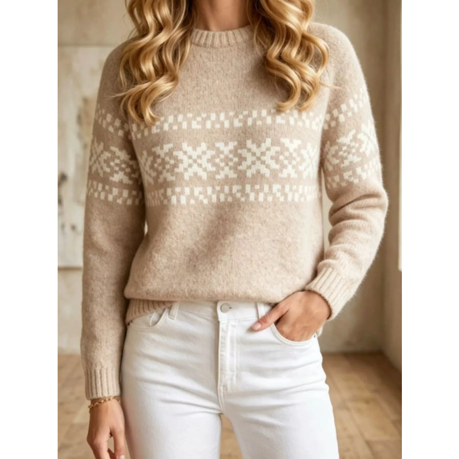 Fair Isle Pattern Crew Neck Sweater Apparel and Accessories
