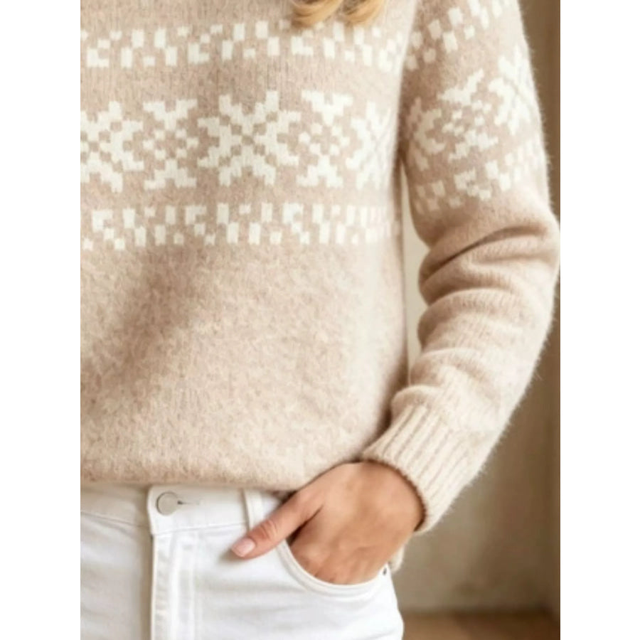 Fair Isle Pattern Crew Neck Sweater Apparel and Accessories