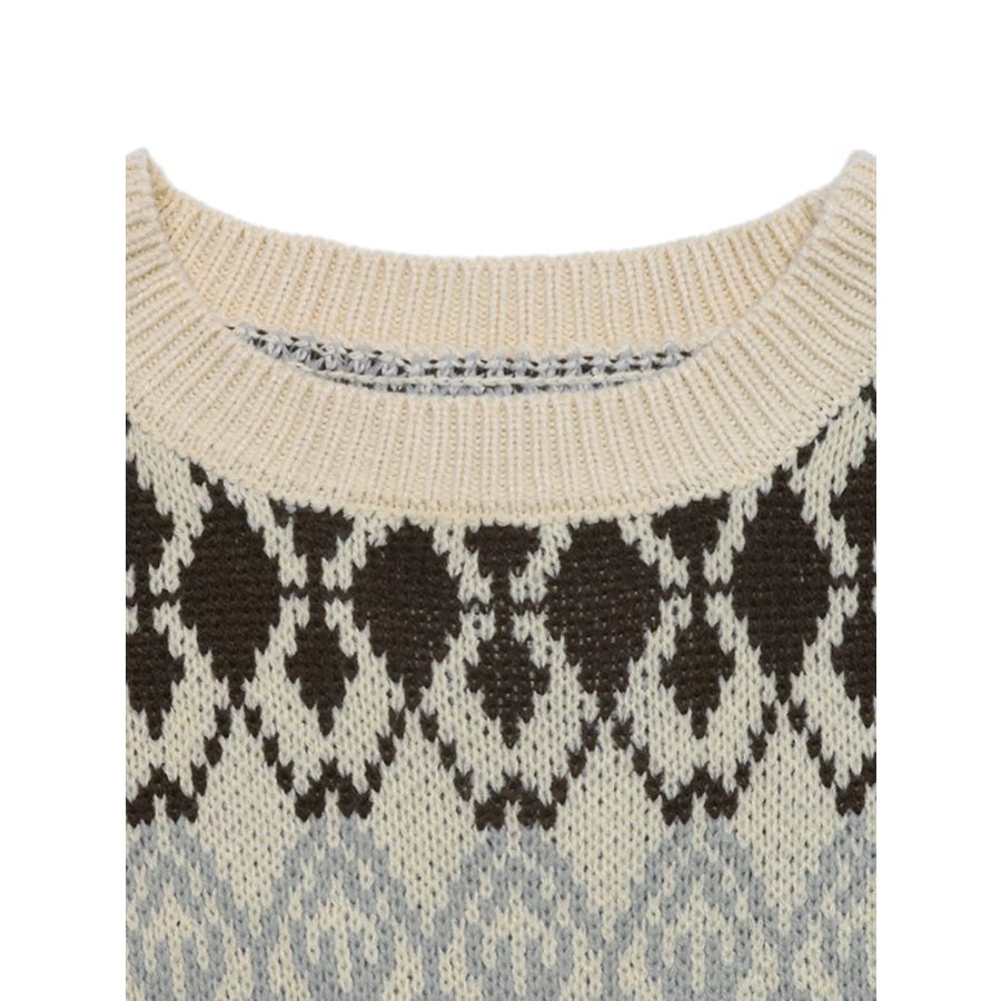 Fair Isle Pattern Crew Neck Sweater Apparel and Accessories