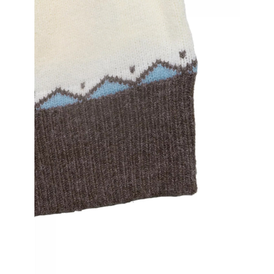 Fair Isle Pattern Round Neck Sweater Apparel and Accessories