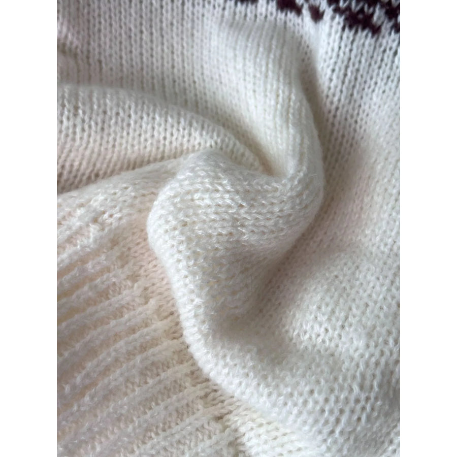 Fair Isle Patterned Round Neck Sweater Apparel and Accessories