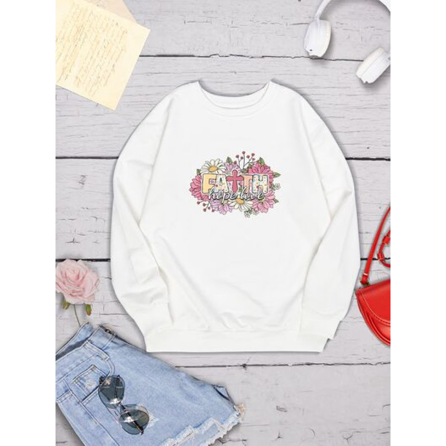 FAITH HOPE LOVE Round Neck Sweatshirt Apparel and Accessories
