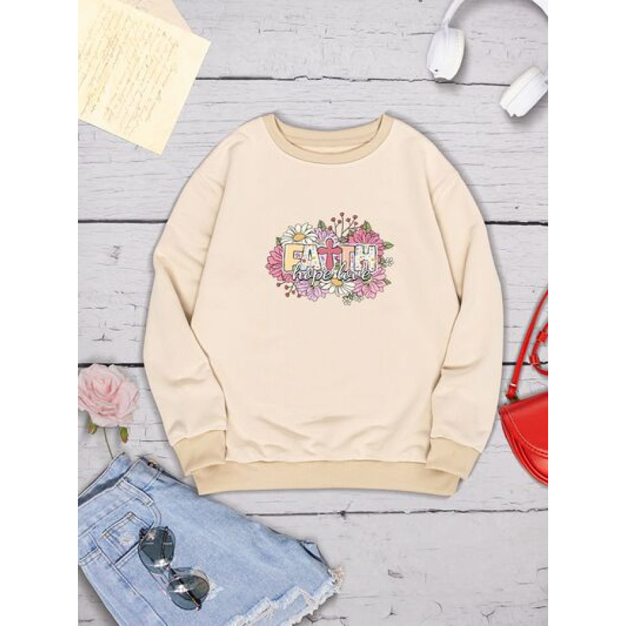 FAITH HOPE LOVE Round Neck Sweatshirt Apparel and Accessories