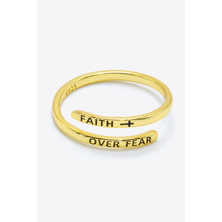 FAITH OVER FEAR Bypass Ring Gold / One Size