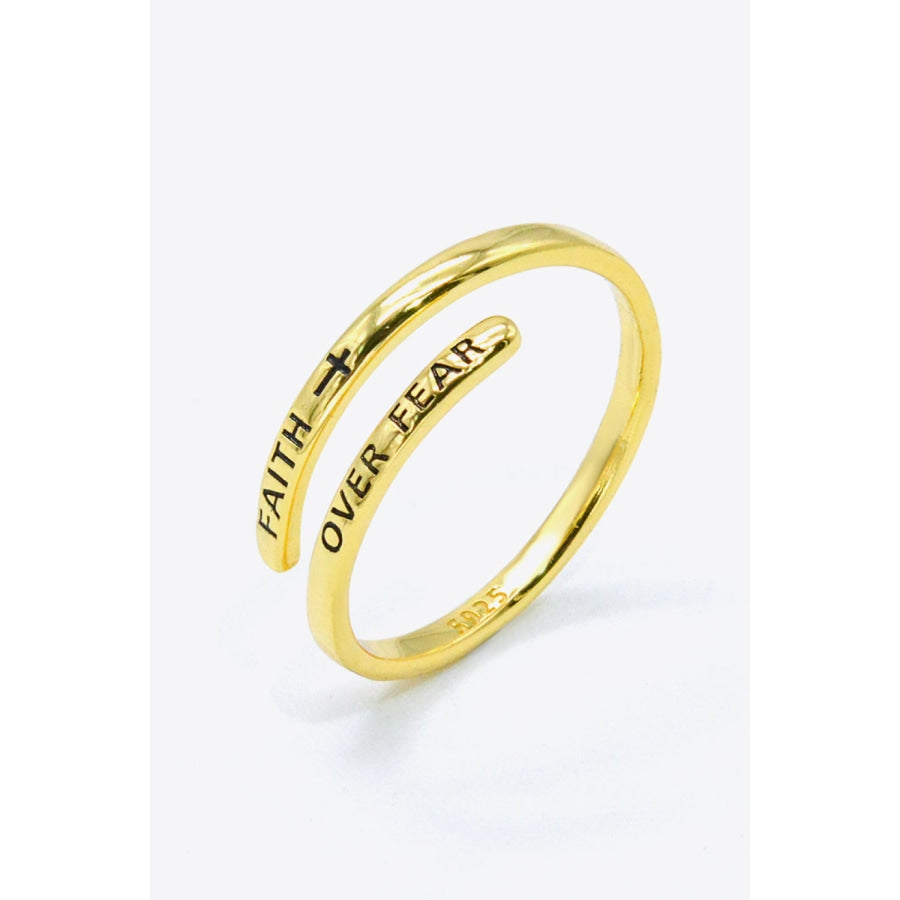 FAITH OVER FEAR Bypass Ring Gold / One Size