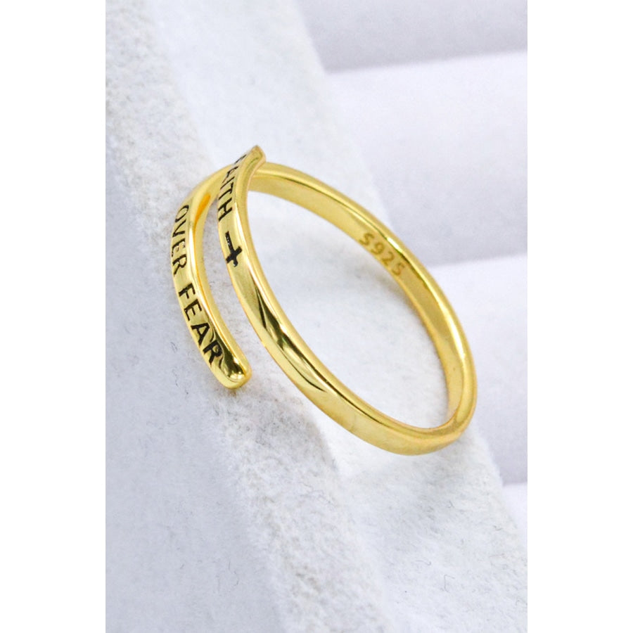 FAITH OVER FEAR Bypass Ring Gold / One Size